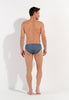 General view of a men model wearing HO turquoise print  Swim Mini Briefs