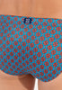 General view of a men model wearing HO turquoise print  Swim Mini Briefs