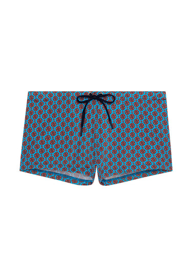Front cutout view of HO turquoise print  Swim Shorts