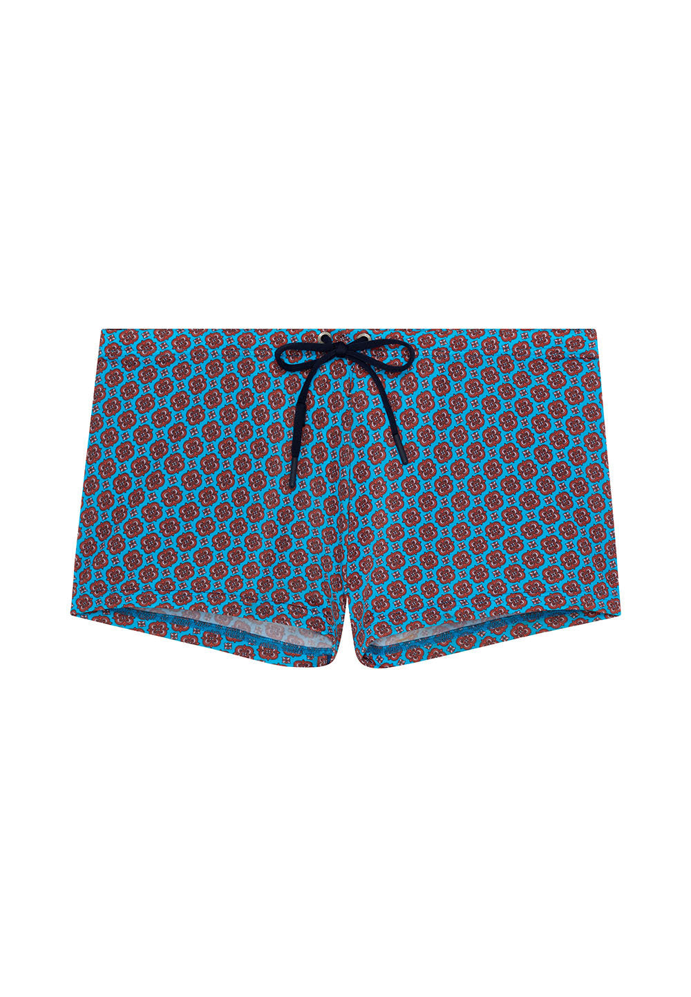 Front cutout view of HO turquoise print  Swim Shorts