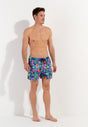 Full-body view of a men model wearing HO navy print  Beach Boxer