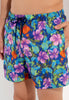 Close-up view of a men model wearing HO navy print  Beach Boxer