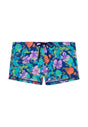 Front cutout view of HO navy print  Swim Shorts