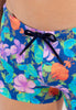 Close-up view of a men model wearing HO navy print  Swim Shorts
