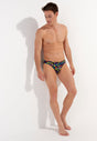 General view of a men model wearing HO multico print  Comfort Micro Briefs