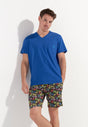 Front view of a men model wearing HO multico print cotton Short Sleepwear