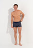 Full-body view of a men model wearing HO multico print modal/viscose/tencel Boxer Briefs HO1