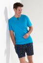 Front view of a men model wearing HO multico print cotton Short Sleepwear