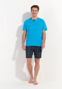 Full-body view of a men model wearing HO multico print cotton Short Sleepwear