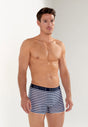 Front view of a men model wearing HO navy print/navy/navy cotton Boxer Briefs 3p