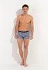 Full-body view of a men model wearing HO navy print/navy/navy cotton Boxer Briefs 3p