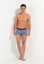 Full-body view of a men model wearing HO navy print/navy/navy cotton Boxer Briefs 3p