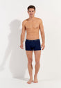 General view of a men model wearing HO navy print/navy/navy cotton Boxer Briefs 3p