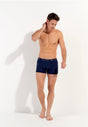 General view of a men model wearing HO navy print/navy/navy cotton Boxer Briefs 3p