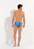 General view of a men model wearing HO blue print  Swim Micro Briefs