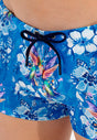 General view of a men model wearing HO blue print  Swim Shorts