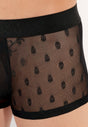 Close-up view of a men model wearing HO black  Trunk