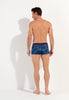 General view of a men model wearing HO navy blue print  Trunk