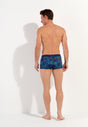 General view of a men model wearing HO navy blue print  Trunk