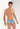 Front view of a men model wearing HO turquoise print  Swim Mini Briefs