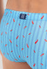 General view of a men model wearing HO turquoise print  Swim Mini Briefs
