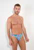 Front view of a men model wearing HO turquoise print  Comfort Micro Briefs