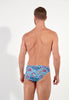Back view of a men model wearing HO turquoise print  Comfort Micro Briefs