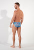 General view of a men model wearing HO turquoise print  Comfort Micro Briefs
