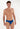 Front view of a men model wearing HO blue print  Swim Mini Briefs