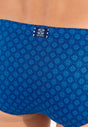 General view of a men model wearing HO blue print  Swim Mini Briefs