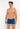 Front view of a men model wearing HO blue print  Swim Shorts