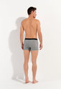 General view of a men model wearing HO black print modal/viscose/tencel Comfort Boxer Briefs