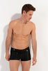 Front view of a men model wearing HO black  Swim Shorts