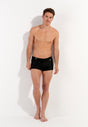 Full-body view of a men model wearing HO black  Swim Shorts