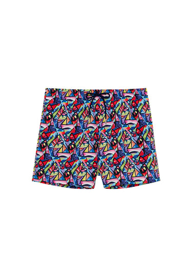 Front cutout view of HO multico print  Beach Boxer