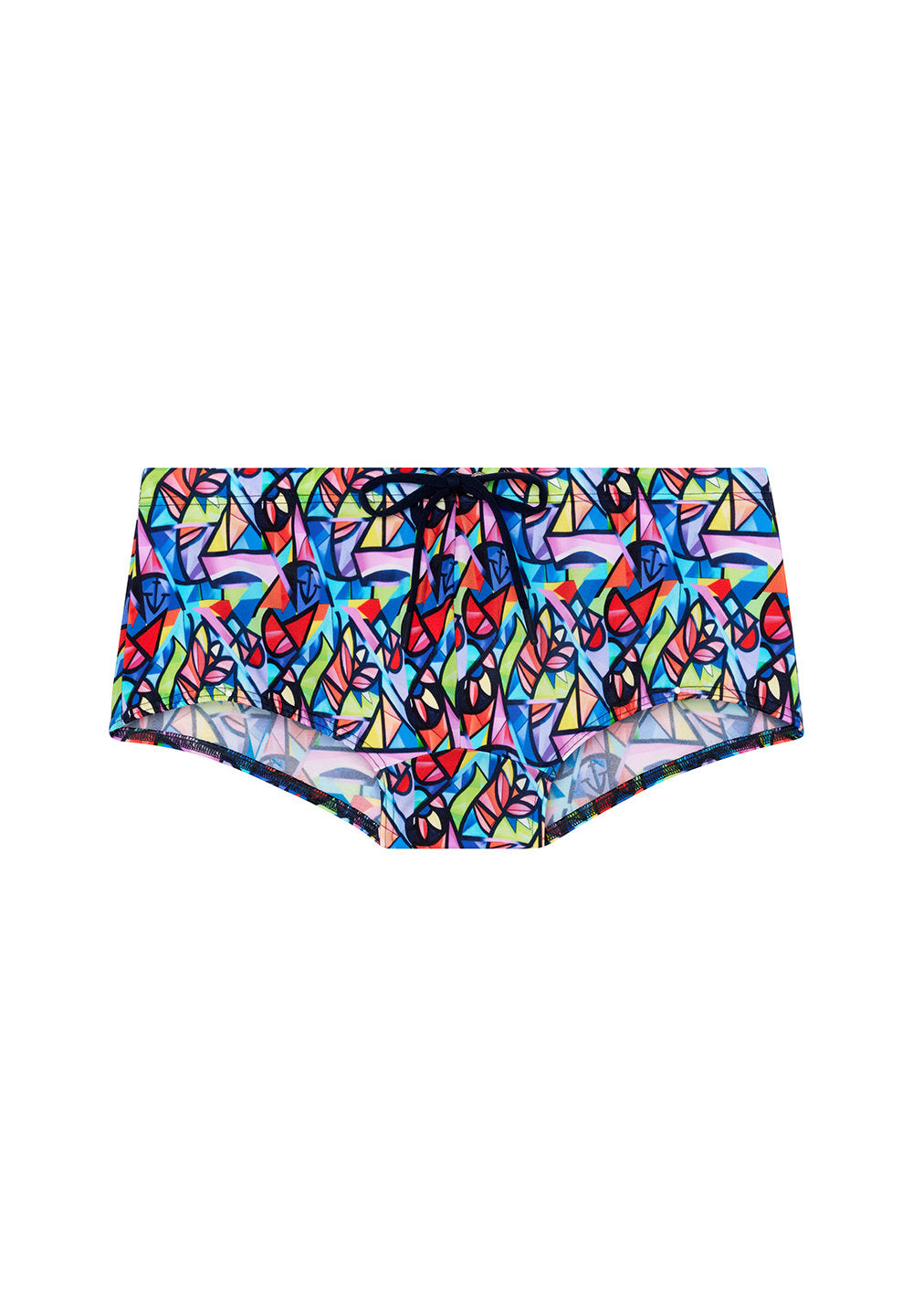 Front cutout view of HO multico print  Swim Trunk
