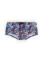 Front cutout view of HO multico print  Swim Trunk
