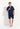 Full-body view of a men model wearing HO navy print cotton Short Sleepwear