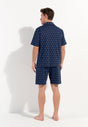 General view of a men model wearing HO navy print cotton Short Sleepwear