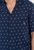 Close-up view of a men model wearing HO navy print cotton Short Sleepwear
