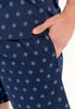 General view of a men model wearing HO navy print cotton Short Sleepwear