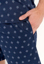 General view of a men model wearing HO navy print cotton Short Sleepwear
