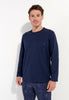 Front view of a men model wearing HO navy print cotton Long Sleepwear