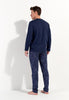 General view of a men model wearing HO navy print cotton Long Sleepwear