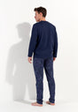 General view of a men model wearing HO navy print cotton Long Sleepwear