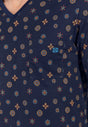 Close-up view of a men model wearing HO navy print cotton Long Sleepwear
