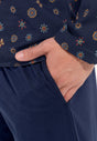 General view of a men model wearing HO navy print cotton Long Sleepwear