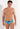 Front view of a men model wearing HO blue print  Swim Mini Briefs