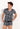 Front view of a men model wearing HO dark grey print  Tee-Shirt V Neck