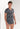 General view of a men model wearing HO dark grey print  Tee-Shirt V Neck